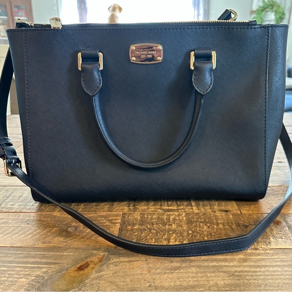 Michael Kors Handbags - Michael Kors Kellen Black Saffiano Leather Medium Satchel